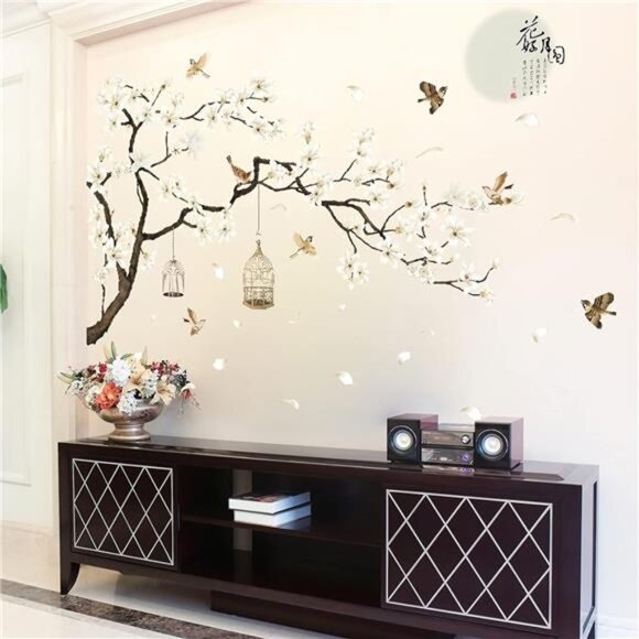 Large White Flower Wall Stickers Cherry Blossom Tree 3D Peel Stick Home Decor - Picture 6 of 8